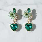 Emerald Heart Blossom Earrings GWE -238