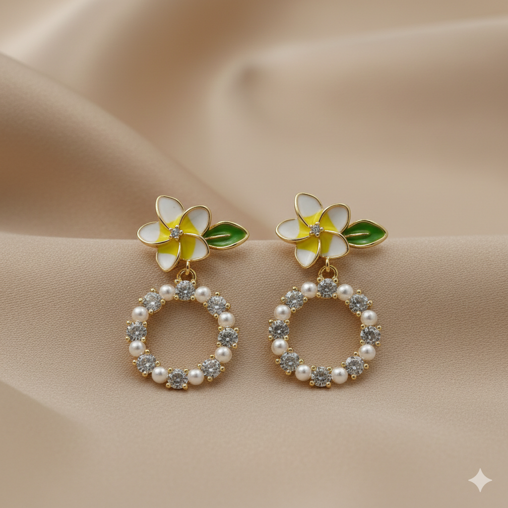 Flora Bloom Pearl Hoop Earrings GWE -133