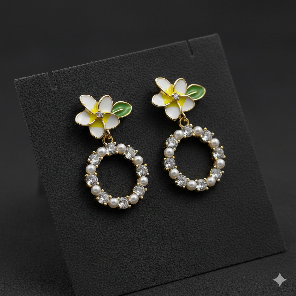 Flora Bloom Pearl Hoop Earrings GWE -133