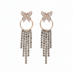 Butterfly Crystal Tassel Earrings GWE -36