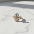 Twin Pear Halo Bypass Split Band Ring GWR-9