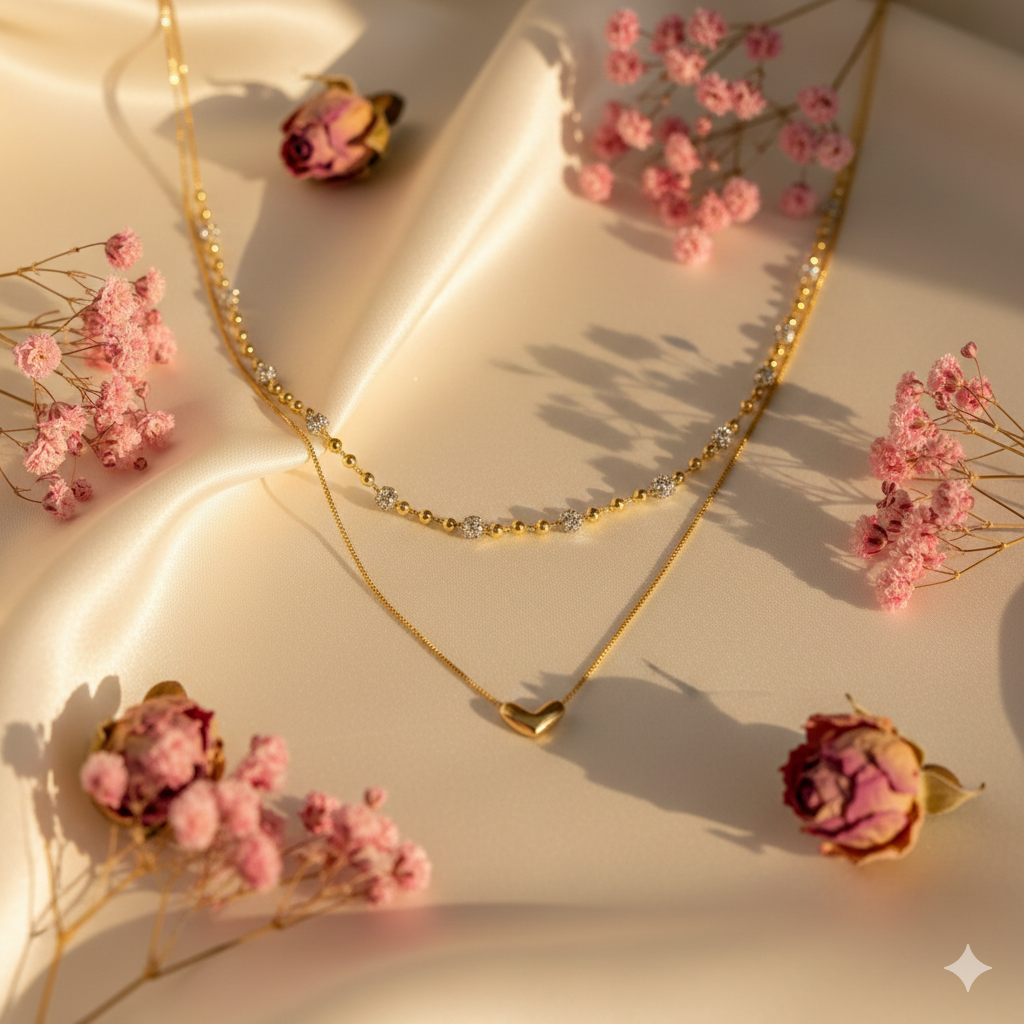 Modern Dual Layer Beaded Heart Necklace GWN -63