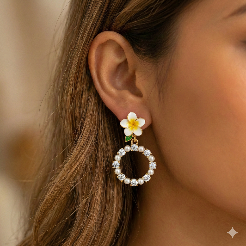 Flora Bloom Pearl Hoop Earrings GWE -133