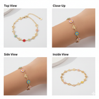 Vibrant Enamel Daisy & Textured Heart Link Bracelet GWB-13
