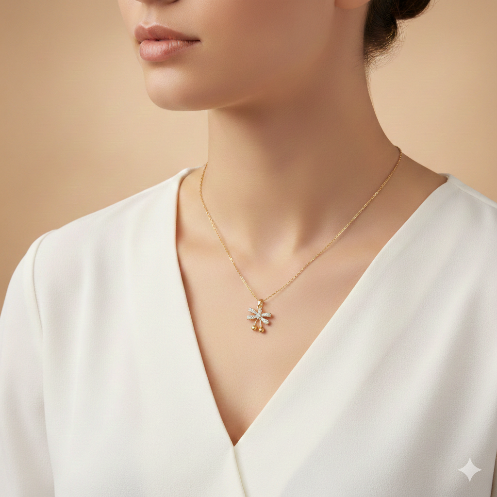 Modern Crystal Ribbon Bow Choker GWN -136