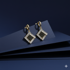 Classic Square Black Noir Hoop Earrings GWE -150