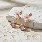 Flora Shine Pink Blossom Drop Earrings GWE -235