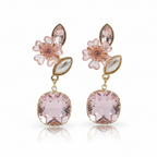 Flora Shine Pink Blossom Drop Earrings GWE -235