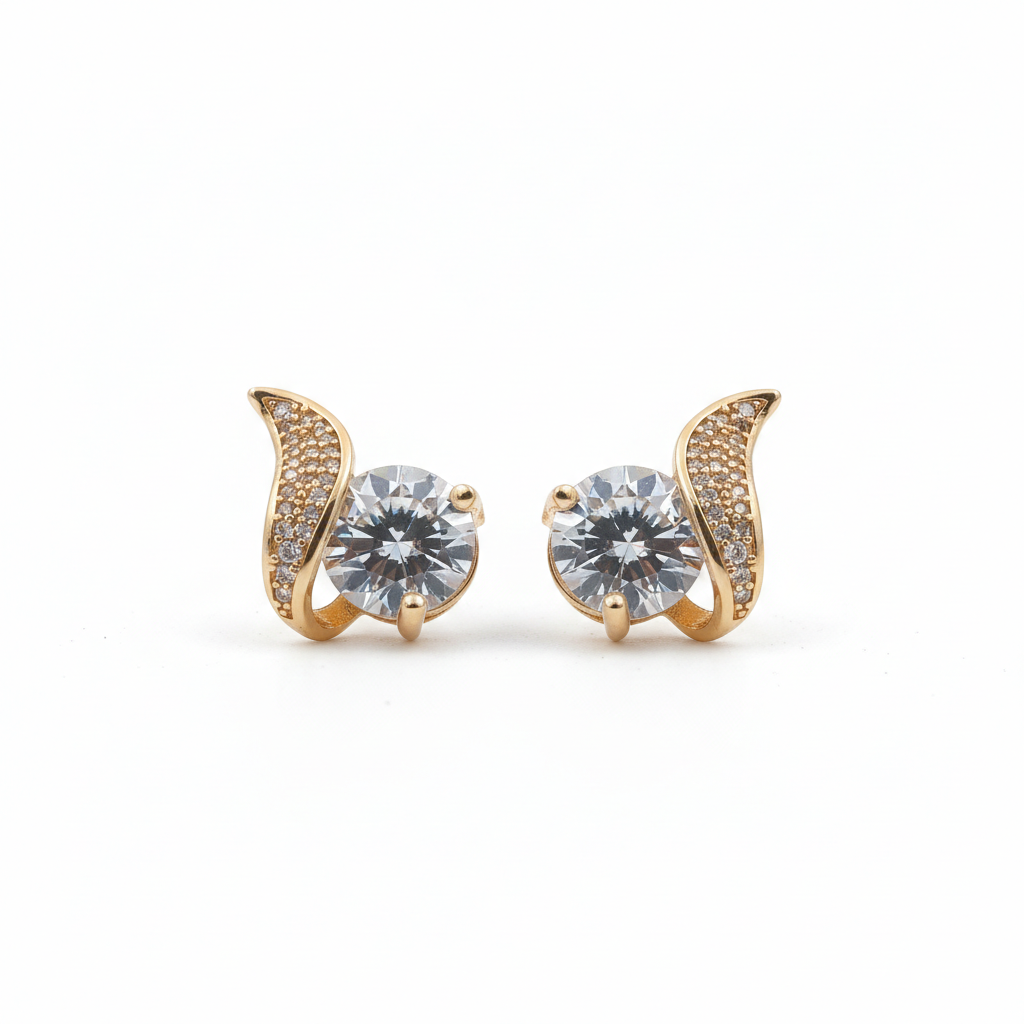 Flora Shine Solitaire Stud Earrings GWE -38