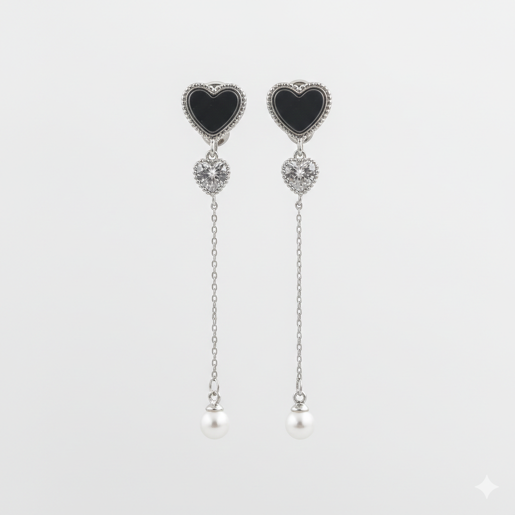 Trishna Heart Pearl Drop Earrings GWE -85