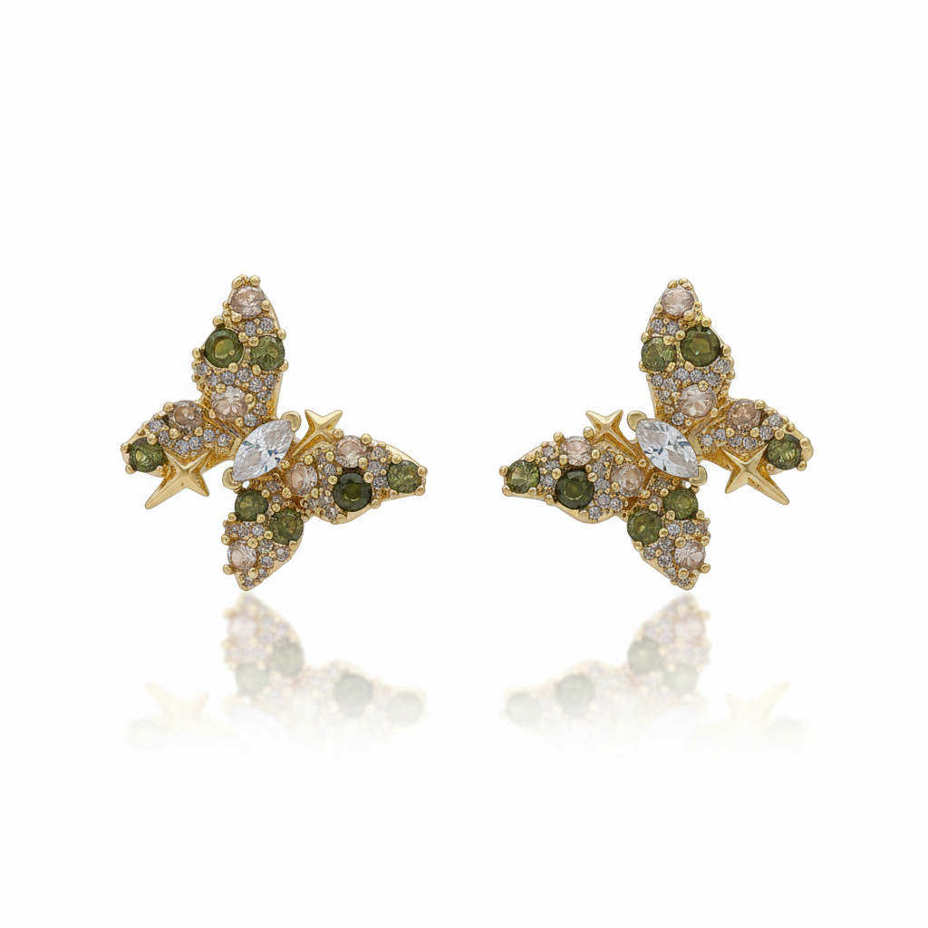 Flora Shine Vintage Butterfly Studs GWE -146