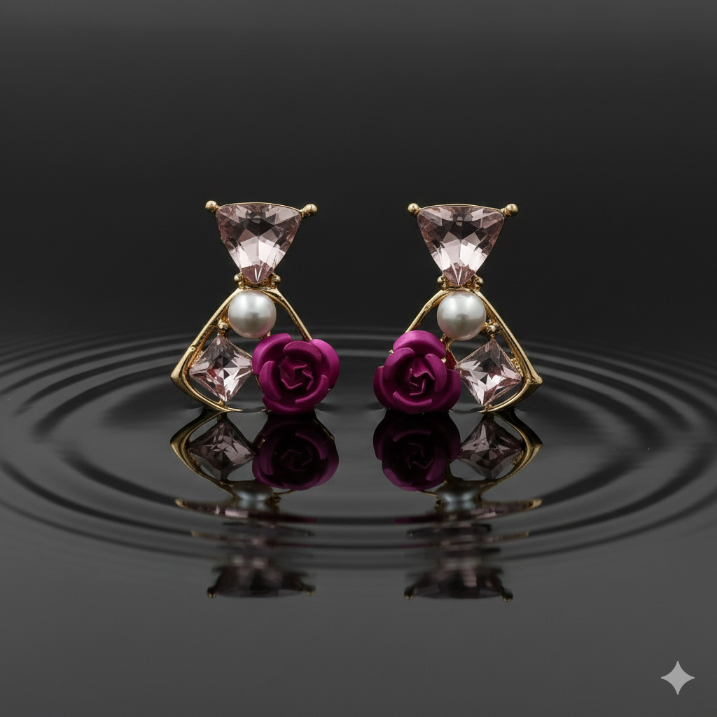 Flora Shine Pink Rose Fusion Earrings GWE -237