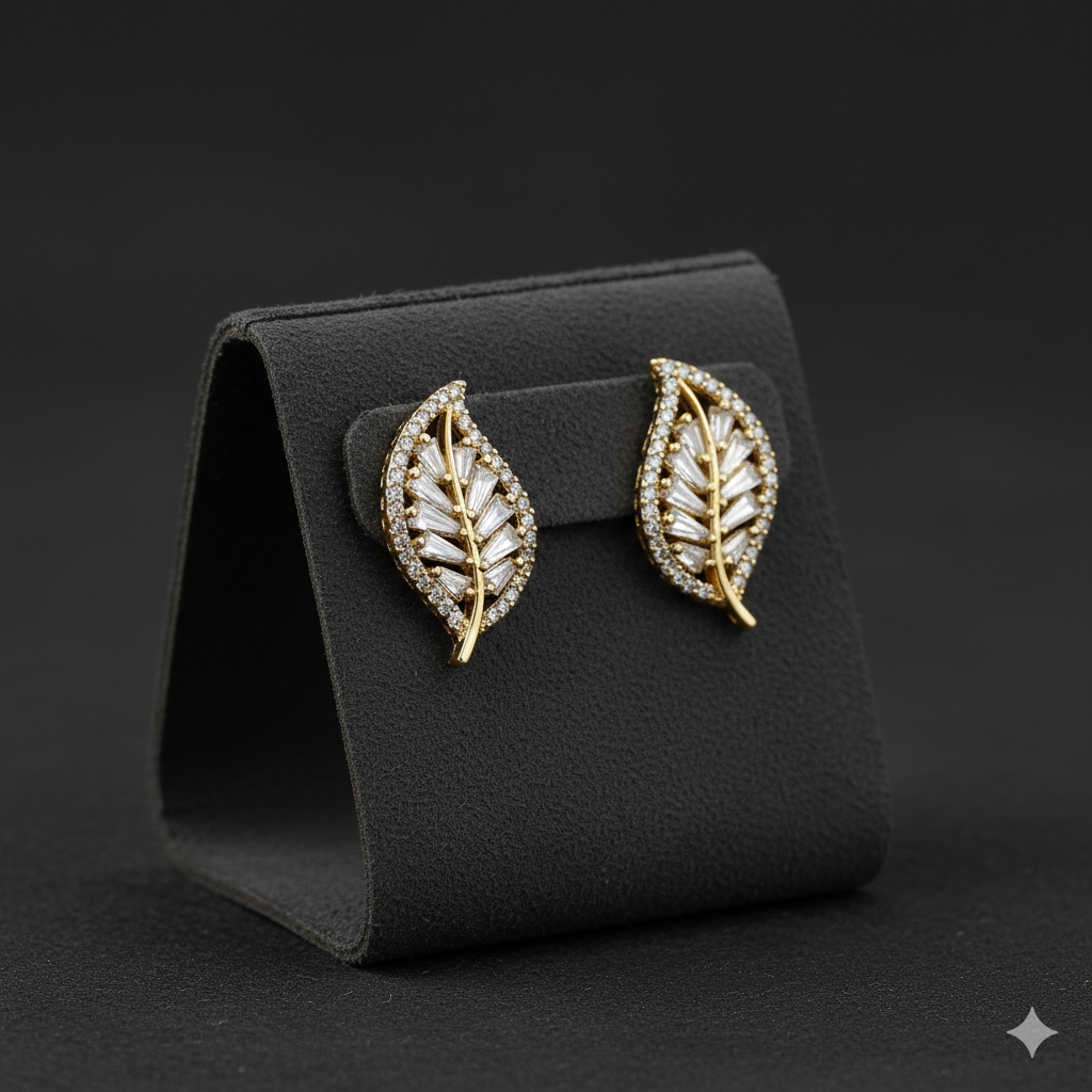 Flora Shine Baguette Leaf Earrings GWE -138