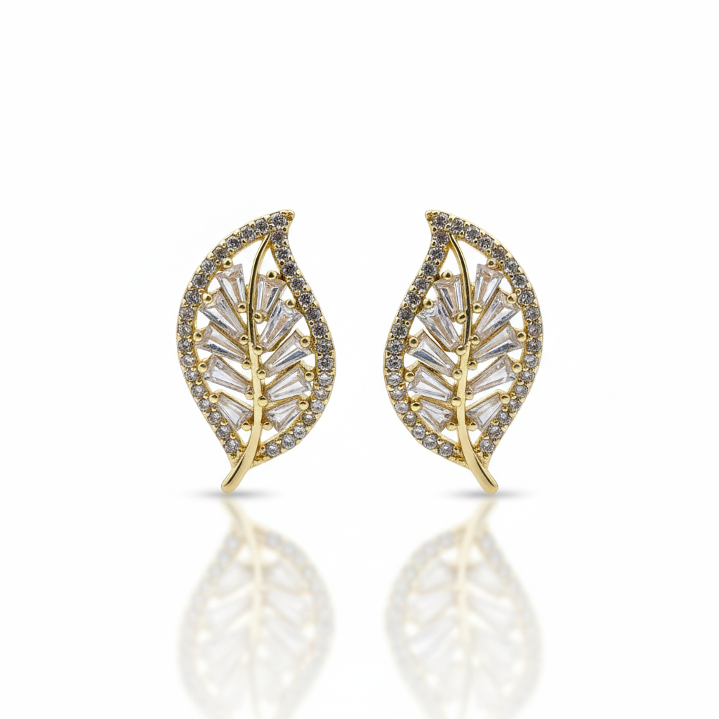 Flora Shine Baguette Leaf Earrings GWE -138
