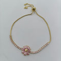 Imperial Pink Floral Solitaire & Tennis Bolo Bracelet GWB-154