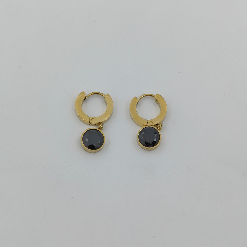 Black Noir Crystal Hoop Earrings GWE -19