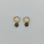 Black Noir Crystal Hoop Earrings GWE -19