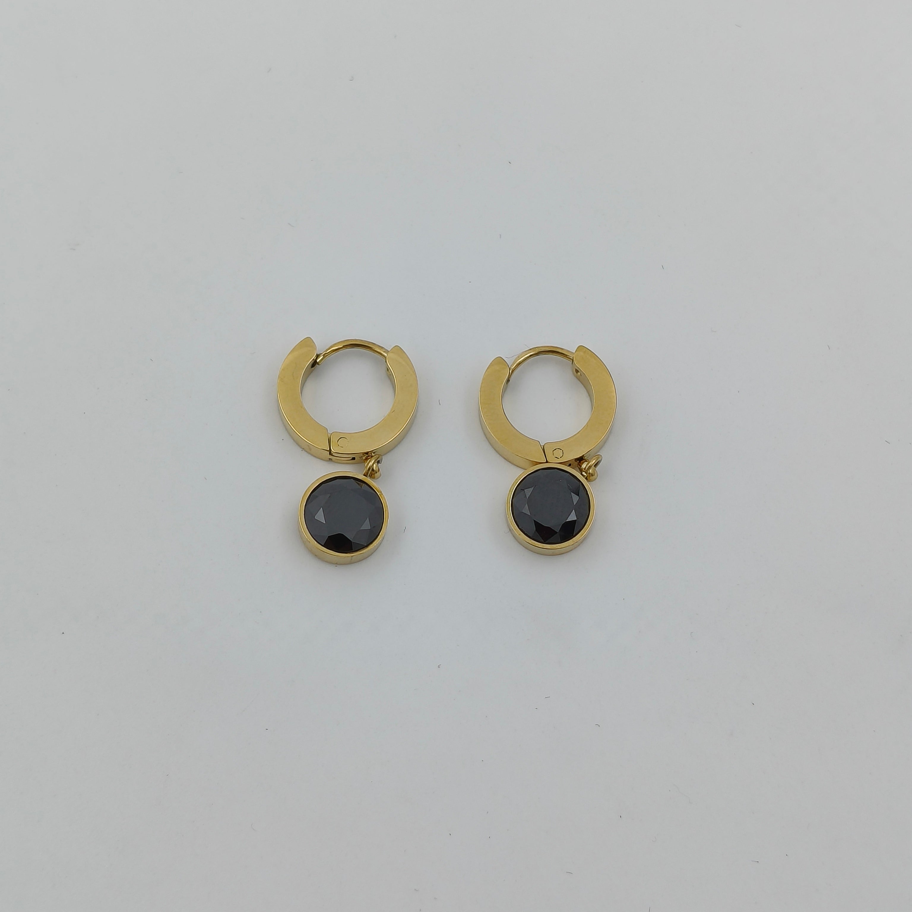 Black Noir Crystal Hoop Earrings GWE -19