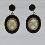 Vintage Black Enamel Pearl Earrings GWE -20