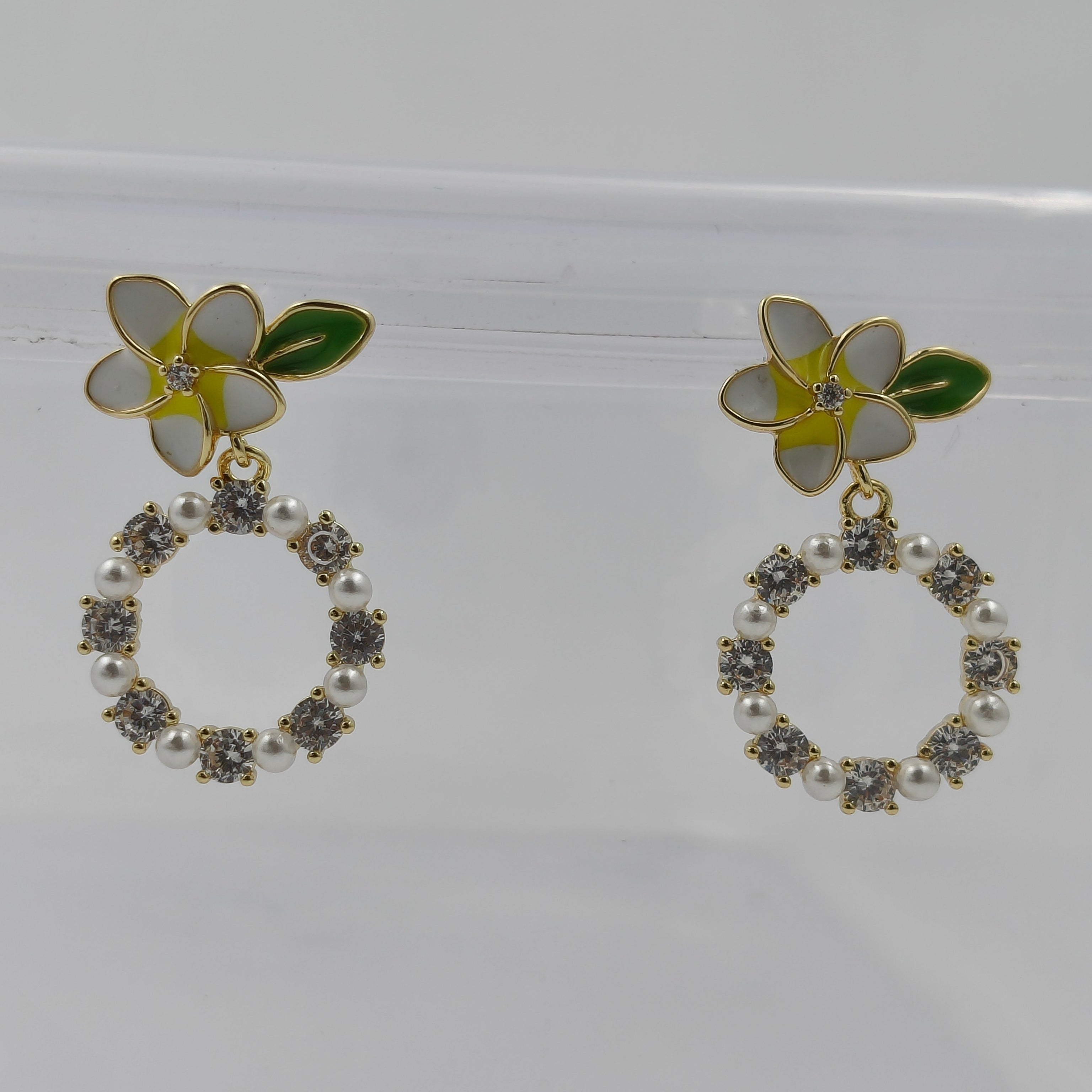 Flora Bloom Pearl Hoop Earrings GWE -133