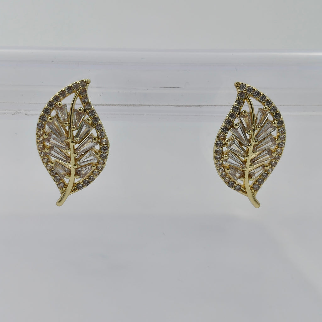 Flora Shine Baguette Leaf Earrings GWE -138