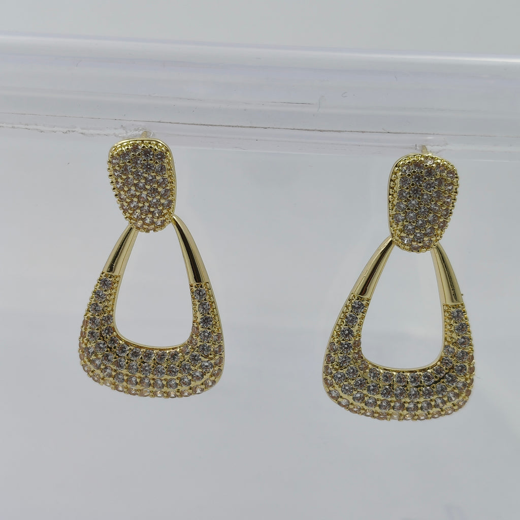 Classic Geometric Pave Drop Earrings GWE -135