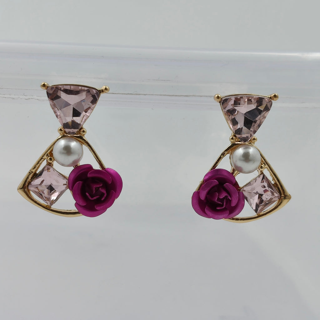 Flora Shine Pink Rose Fusion Earrings GWE -237