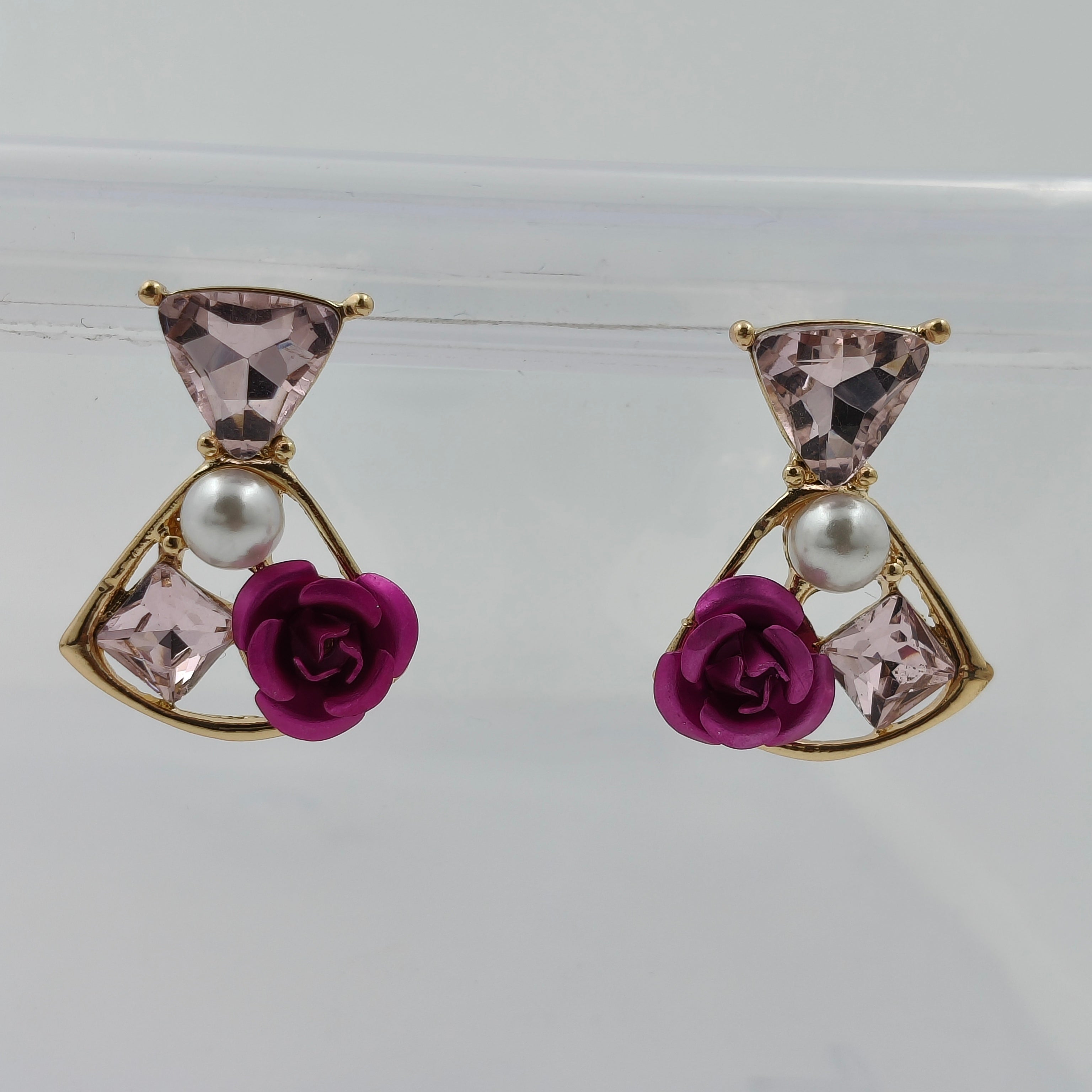 Flora Shine Pink Rose Fusion Earrings GWE -237