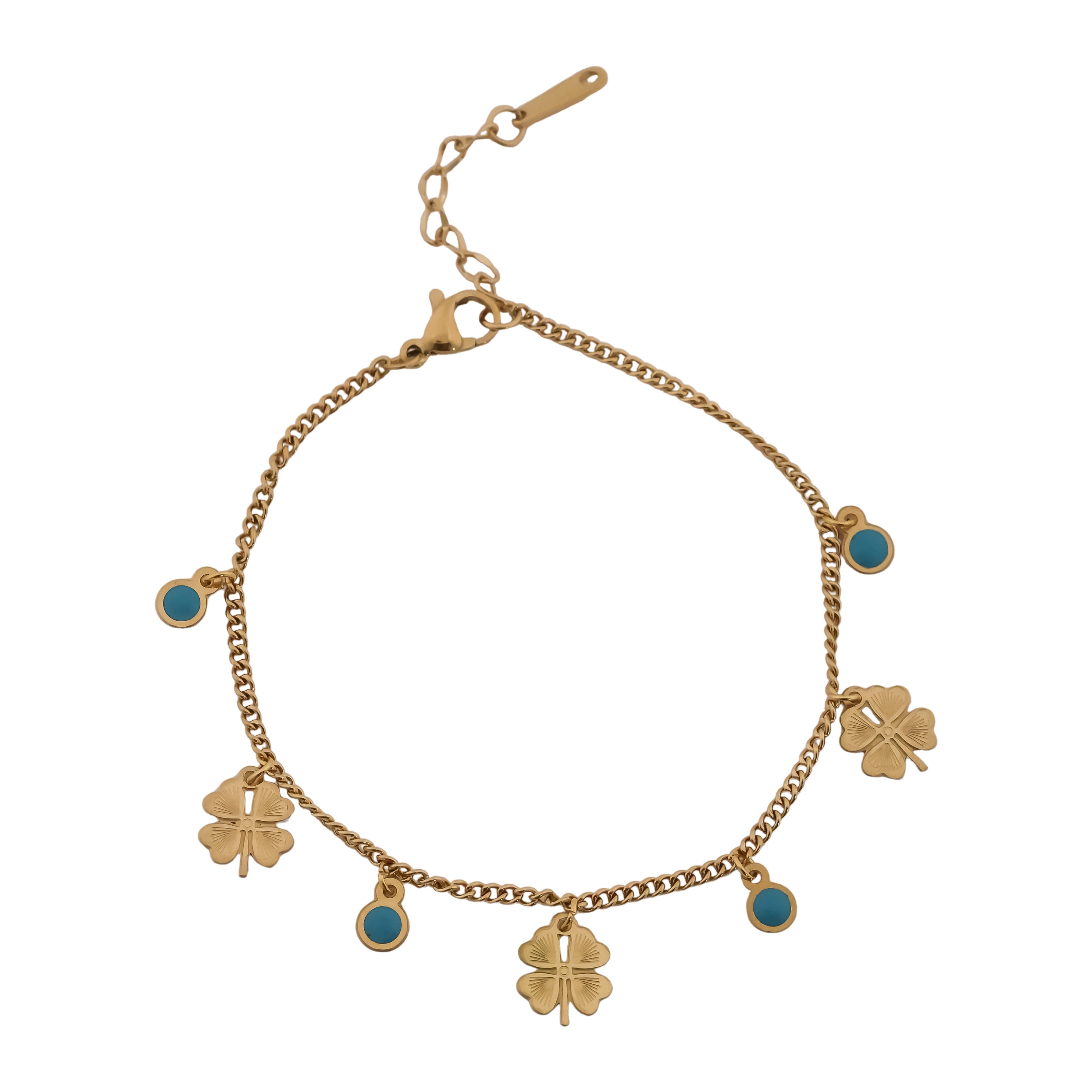 Classic Turquoise Enamel Clover Charm Bracelet GWB-11