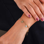 Classic Turquoise Enamel Clover Charm Bracelet GWB-11