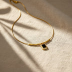 Vintage Black Onyx Halo Beaded Necklace GWN -114